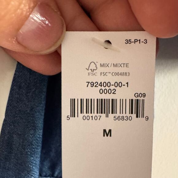 New Gap x LoveShackFancy Denim Tiered Midi Dress Blue Ruffle Button Sz M - Picture 8 of 10